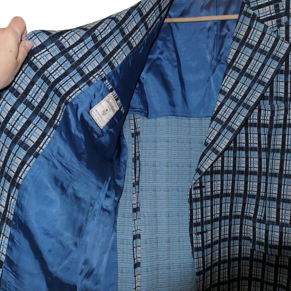 VTG Buckingham Clothes Morville Men's UK Sz 44R Blue Tartan Plaid Groovy Preppy - Picture 9 of 14